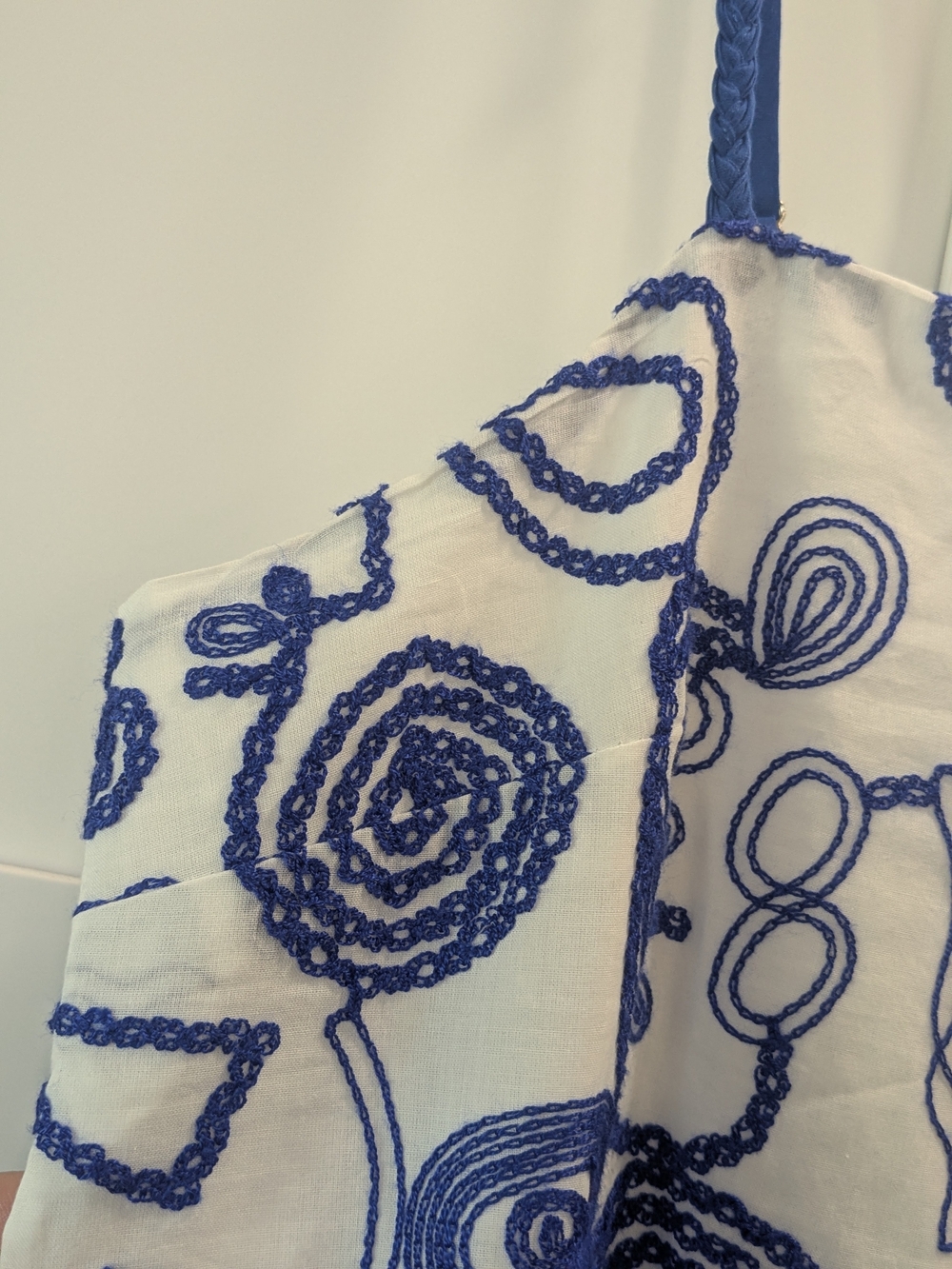 Tuckernuck Hyacinth House White Dress with Blue Abstract Embroidery - Picture 4 of 10
